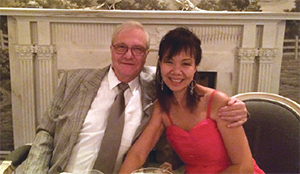 Drs. Richard Hughes and Cindy Vu celebrating Dr. Vu’s birthday; July 2015 in the Jefferson Hotel restaurant, Washington, DC.